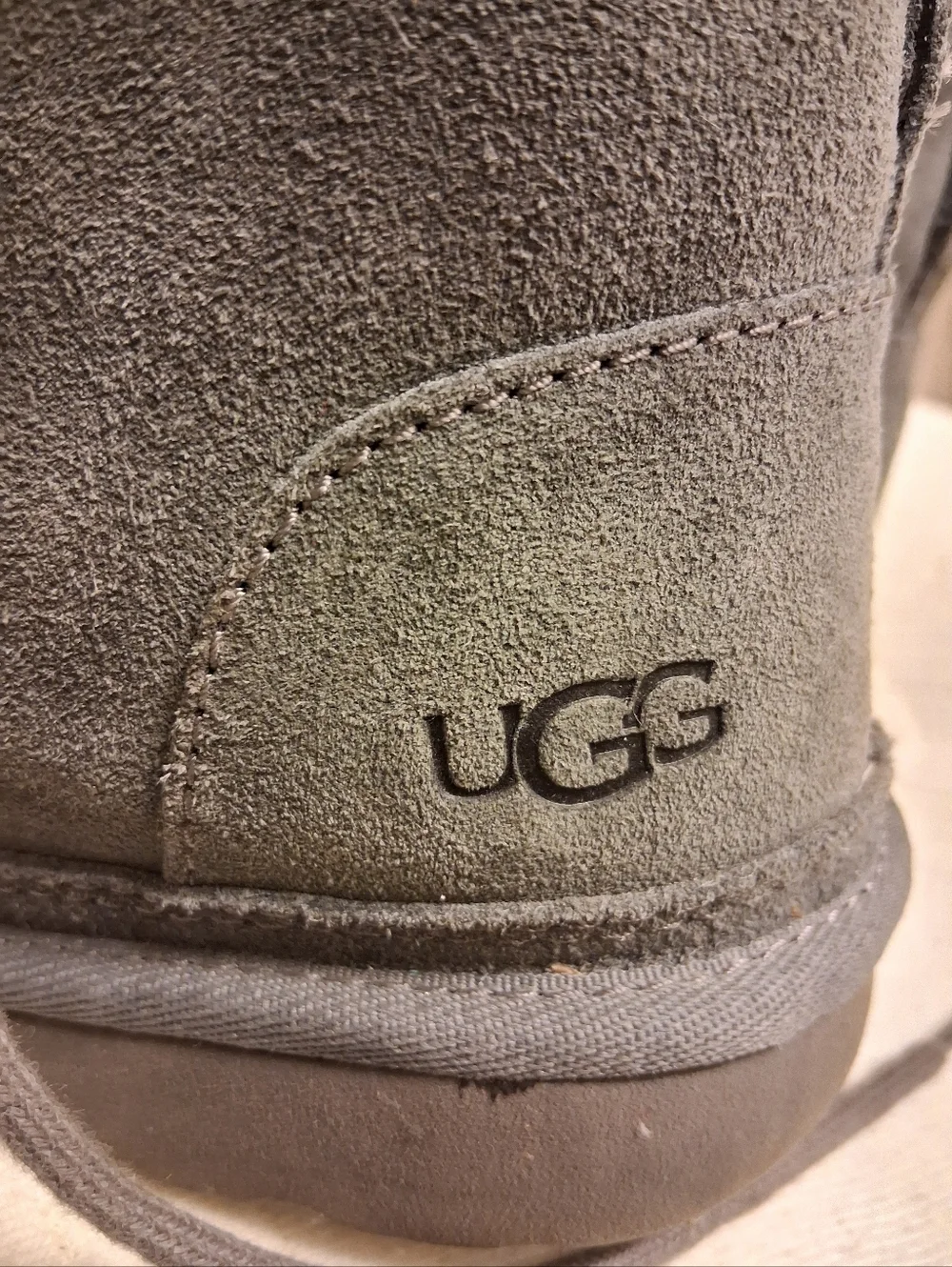Mens UGG gray Suede Winter Boots with Sherpa Lining Sheepskin Size 6, Fit for 5